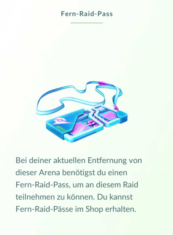 Fern-Raid-Pass aus Pokémon GO