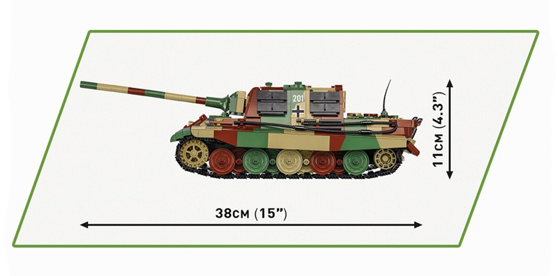 COBI 2580 Standardversion Jagdtiger Maße und Seitenansicht