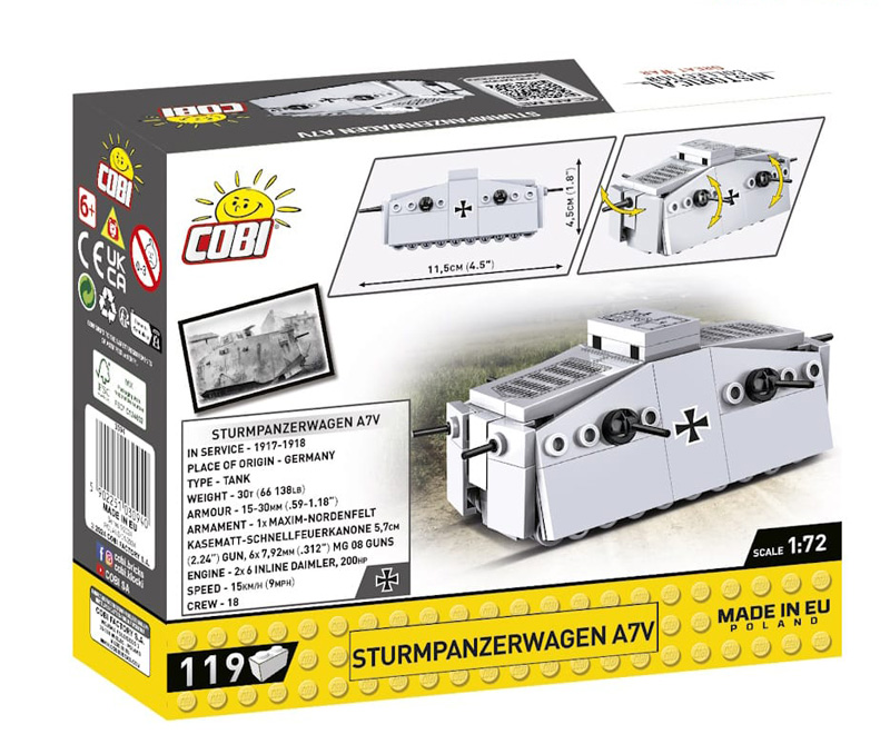 COBI Nano Panzer 3094 Sturmpanzerwagen A7V Box hinten