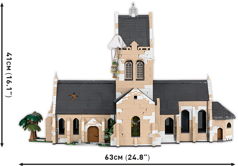 COBI 2299 Sainte-Mere-Eglise Kirche Set Maße Seite