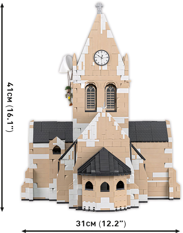 COBI 2299 Sainte-Mere-Eglise Kirche Set Maße Seite