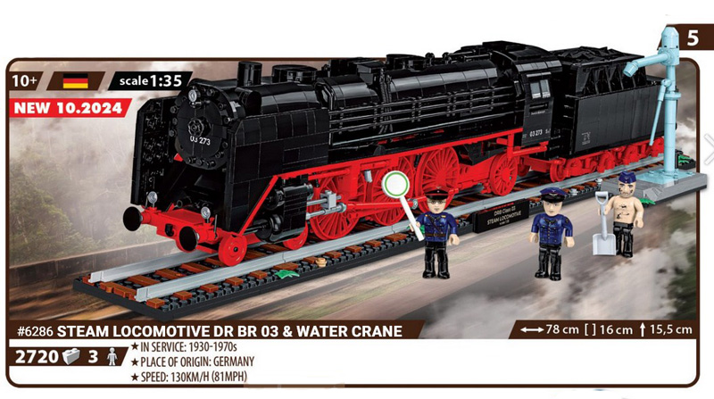 COBI DR BR 03 Steam Locomotive & water Crane 6286 Executive Edition