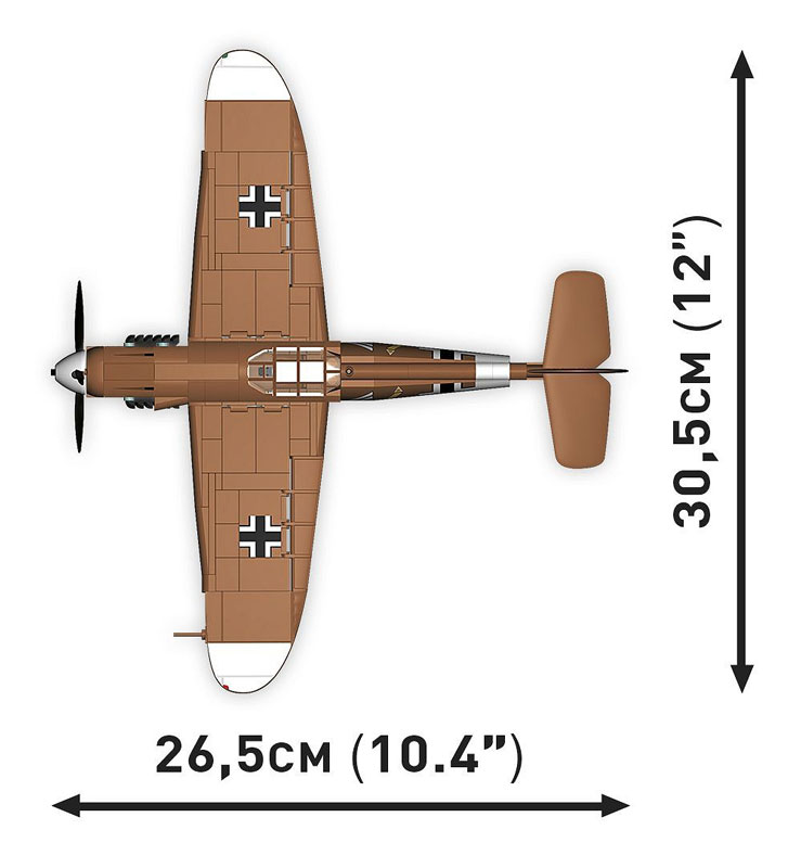 COBI 5761 Messerschmitt Bf 109 G Maße Draufsicht